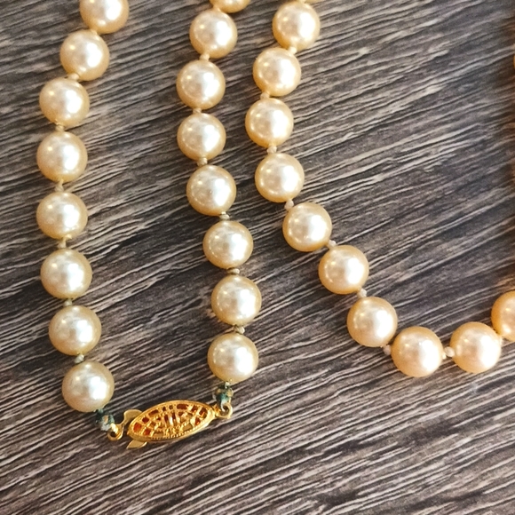 Vintage cream pearl necklace 1950s retro - Picture 5 of 7